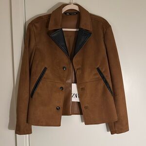 Brown Suede and Black Pleather Jacket